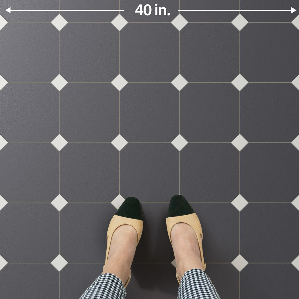 Vaudeville Octagon Antracita with Taco Nacar 7-7/8 in. x 7-7/8 in. Porcelain Floor and Wall Tile