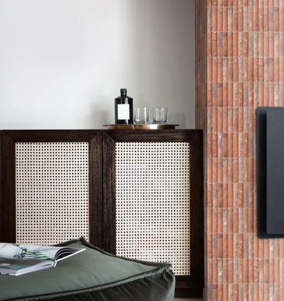 lapidary | etui petit mosaic sheet | red travertine 