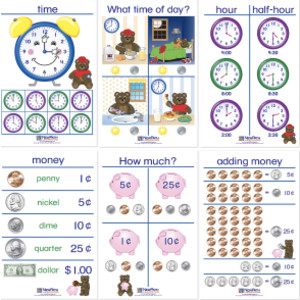 Time & Money Bulletin Board Charts, Set of 6, English Edition