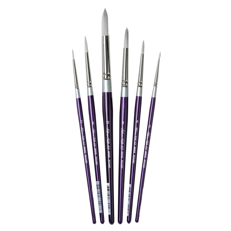 Silver Silk Rounds, 6 Brushes