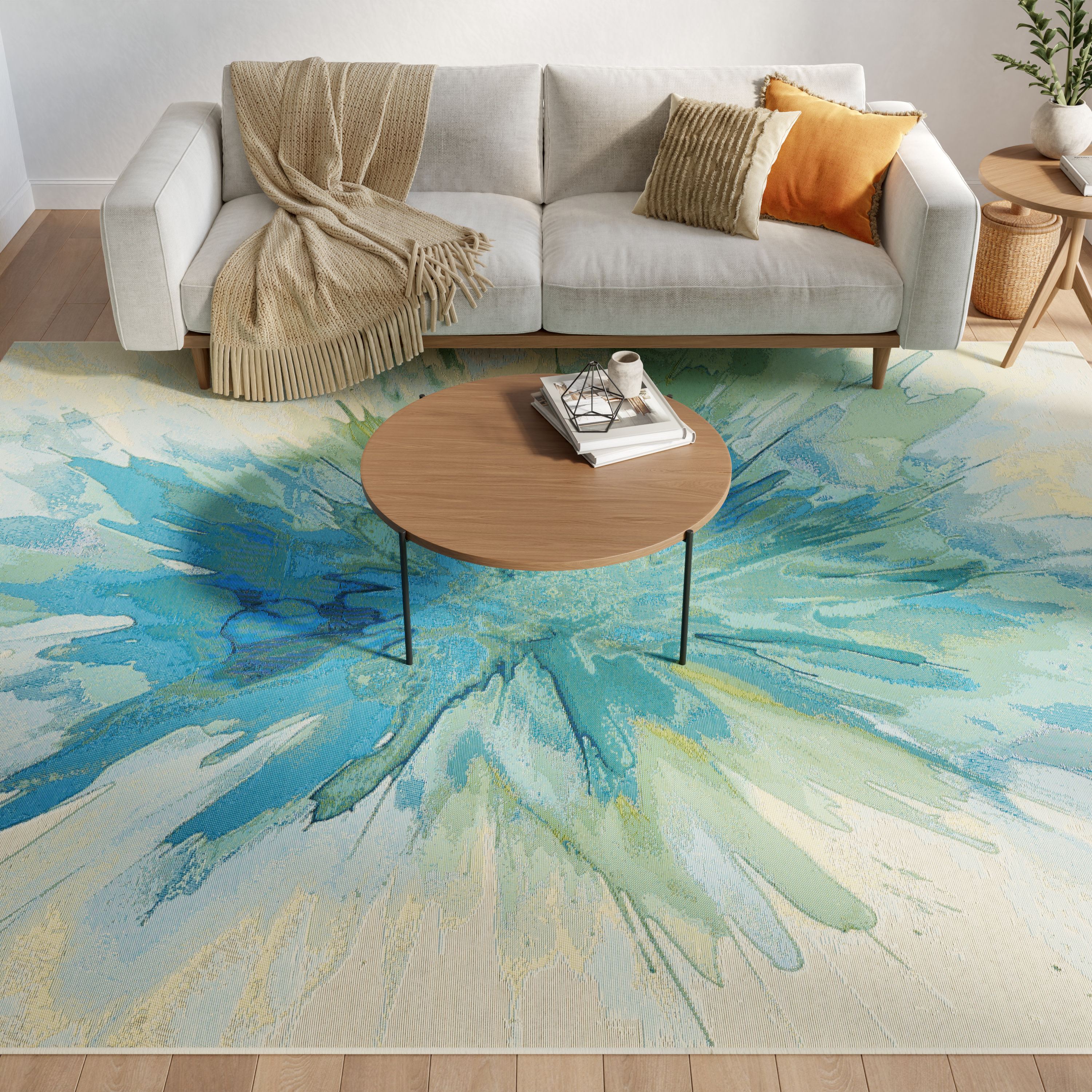 Nourison Color Splash 7'10" x 9'10" Ivory Blue Modern Rug
