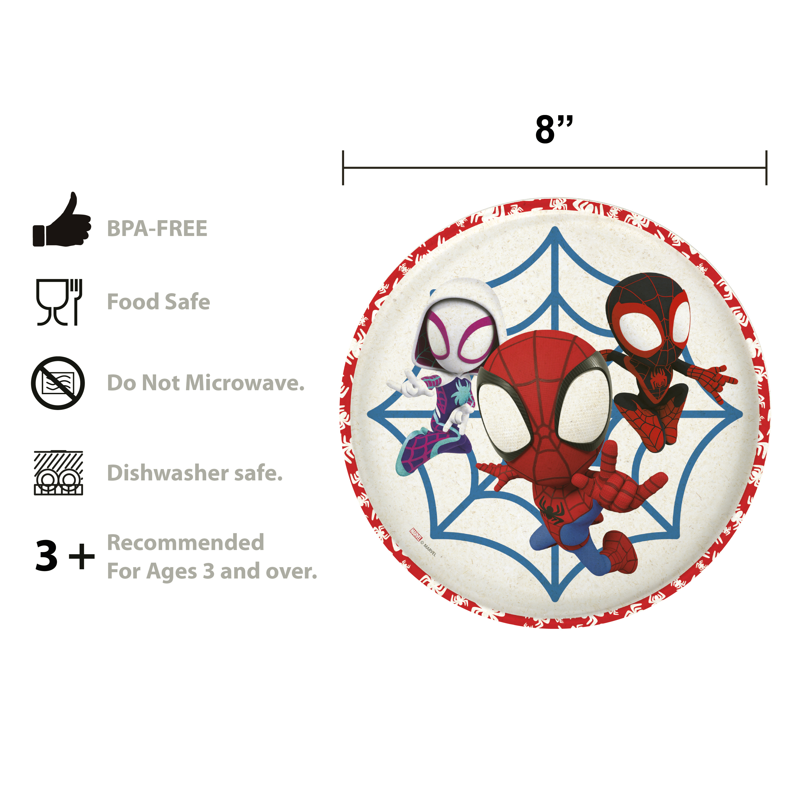Spider-Man and His Amazing Friends Kids 3-piece Dinnerware Set, Spider-Friends, 3-piece set slideshow image 8