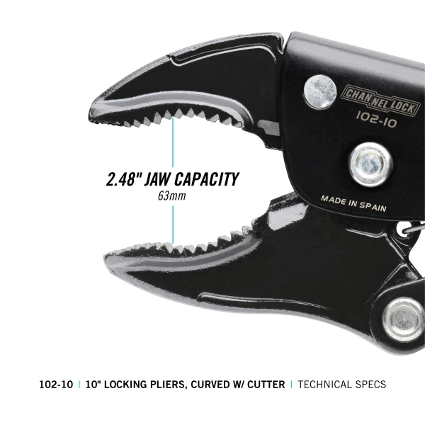102-10 10-inch Curved Jaw Locking Pliers w/ Cutter