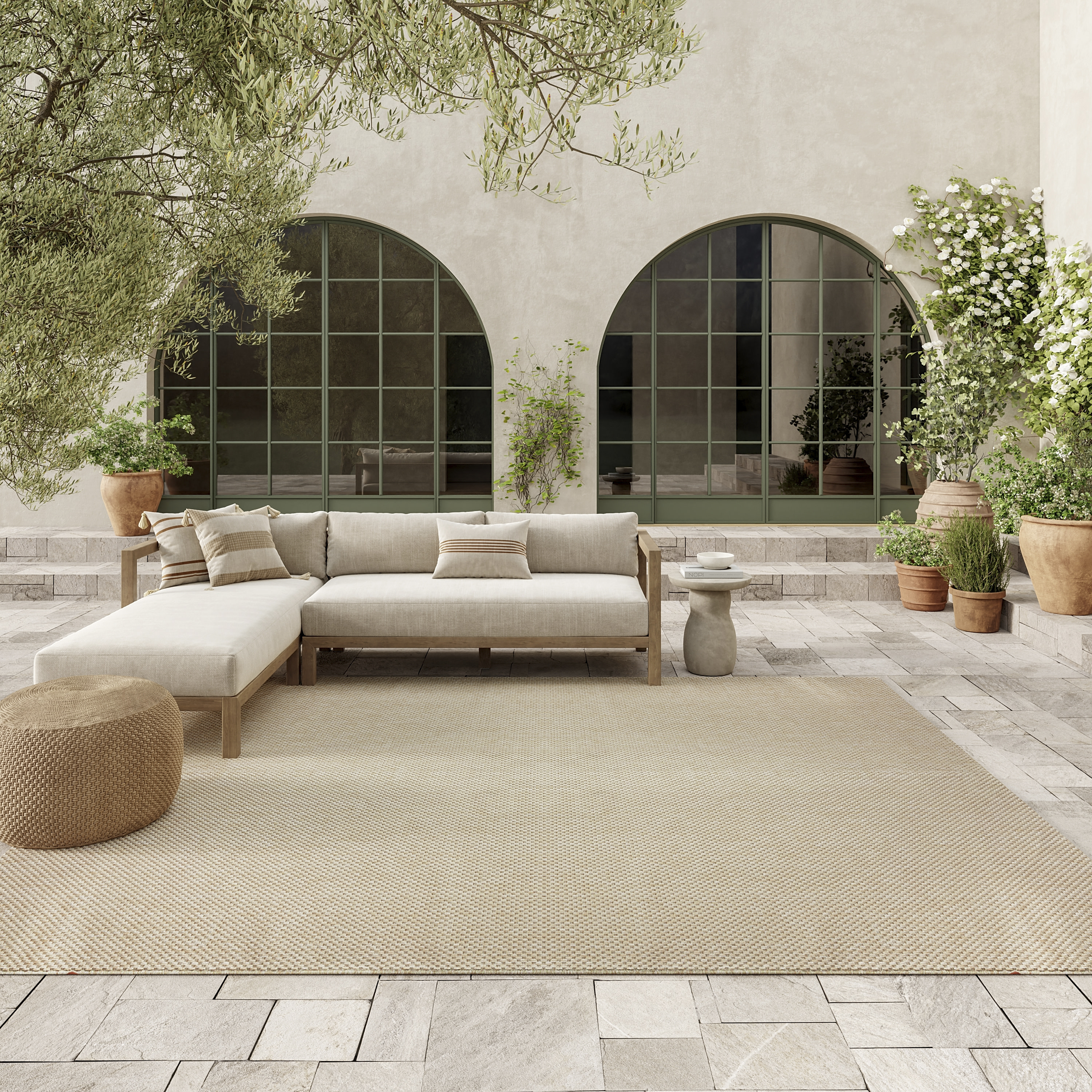 Nourison Tulum 8' x 10' Cream Outdoor Rug