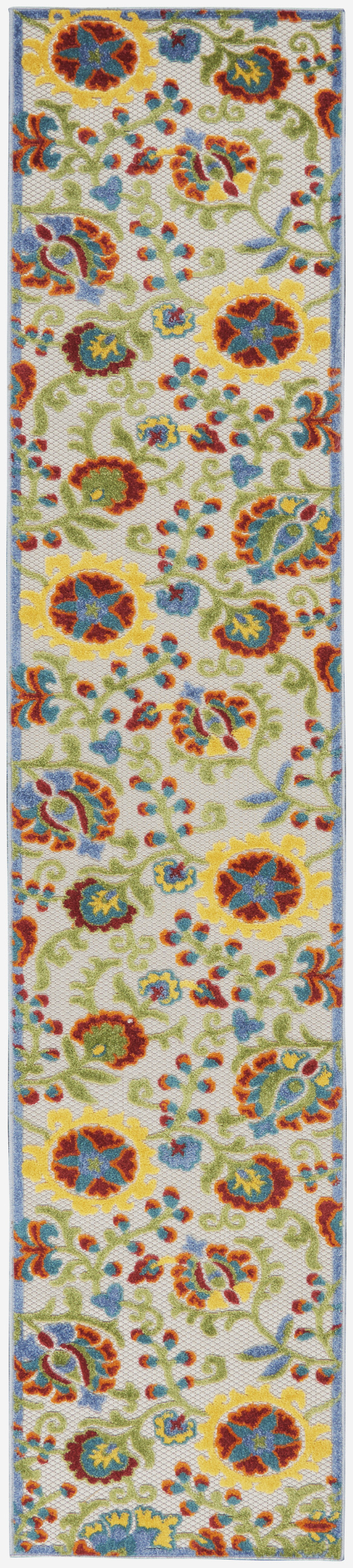 Nourison Aloha 2'3" x 10' Ivory Multicolor Farmhouse Rug