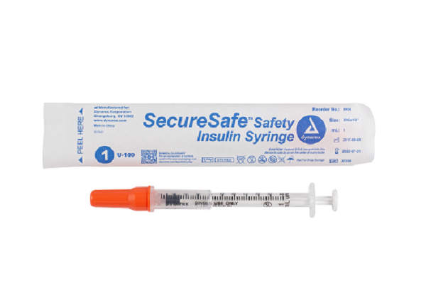 SecureSafe™ Safety Insulin Syringe - 1cc - 29G, 1/2