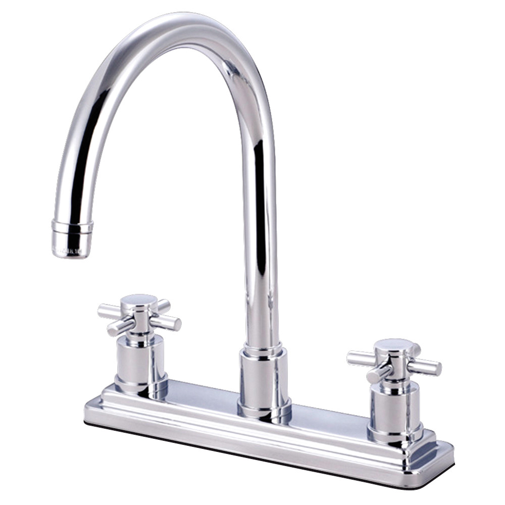 Two-Handle 3-Hole 8" Centerset Kitchen Faucet, Polished Chrome with 2 Finish Options
