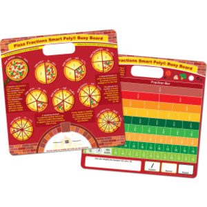 Smart Poly&reg; Educational Activity Busy Board, Dry Erase with Marker, 10-3/4" x 10-3/4", Pizza Fractions