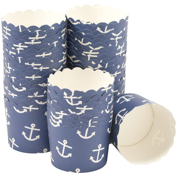 Nautical Print Scalloped Baking Cups