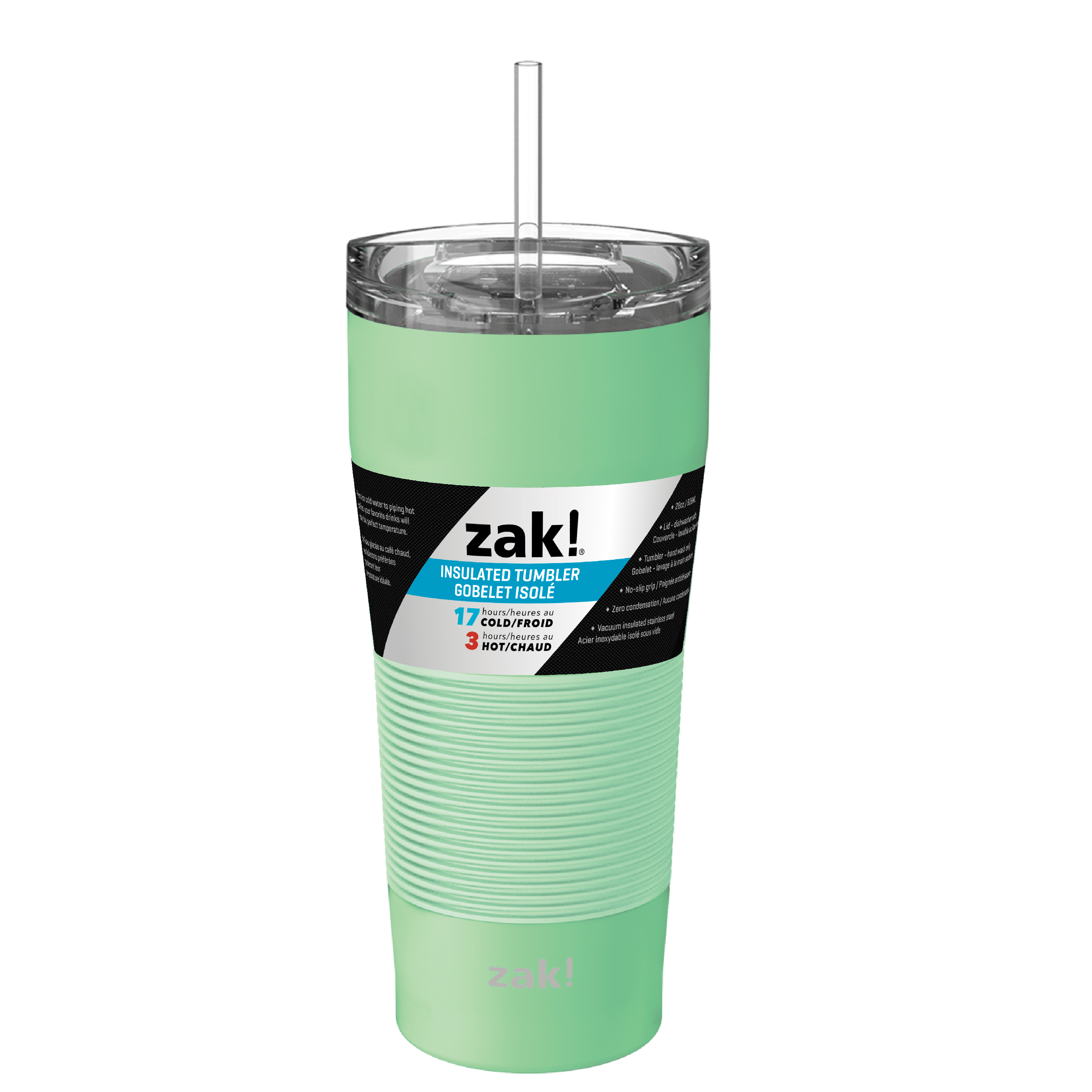 Zak Hydration 28 ounce Stainless Steel Vacuum Insulated Tumbler with Straw, Cool Mint slideshow image 1 Zak Hydration 28 ounce Stainless Steel Vacuum Insulated Tumbler with Straw, Cool Mint slideshow image 1