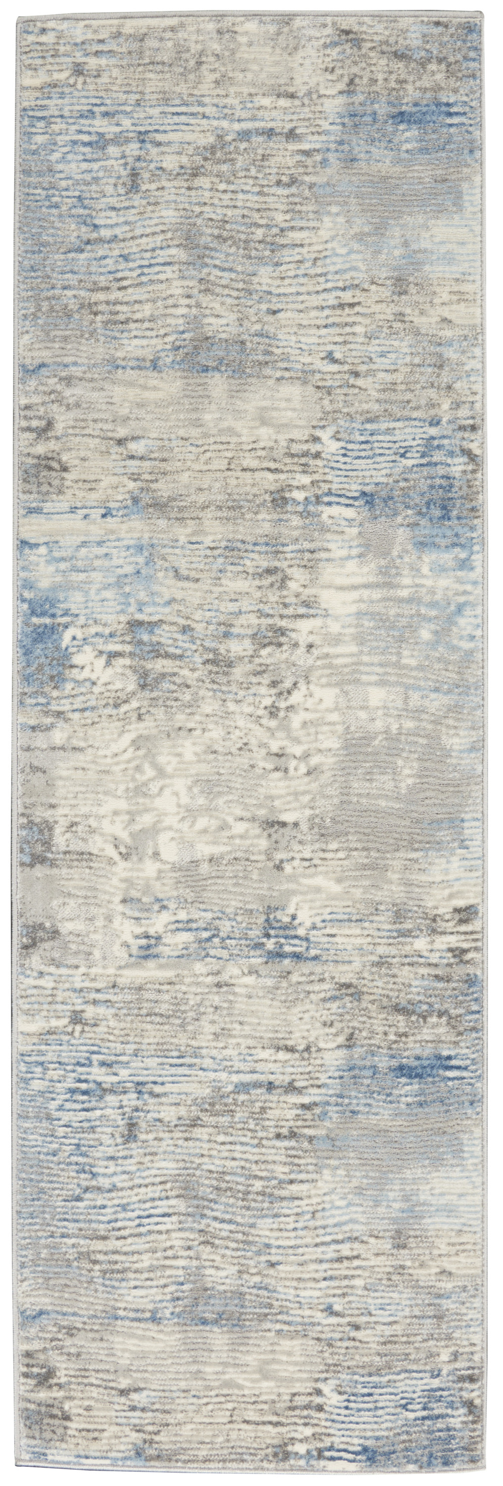 Nourison Solace 2'3" x 7'3" Ivory Grey Blue Modern Indoor Rug
