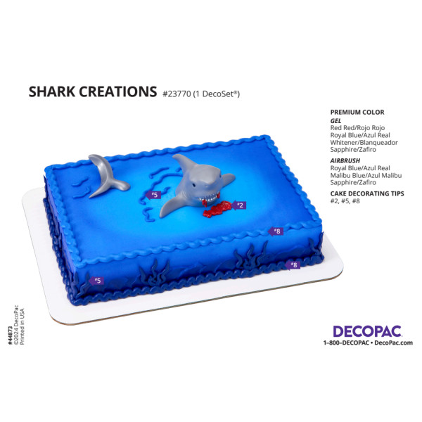 Shark Creations Cake Decorating Instruction Card