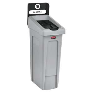 Rubbermaid Commercial, Slim Jim®, 23 gal, Resin, Gray/Black, Rectangle, Receptacle