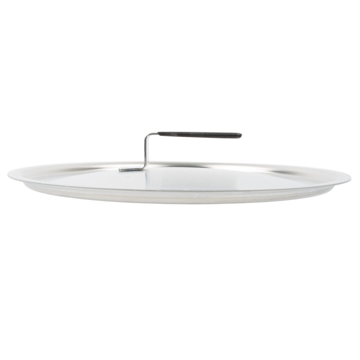 12 ¾-inch Wear-Ever® domed aluminum cover with satin finish and dipped handle