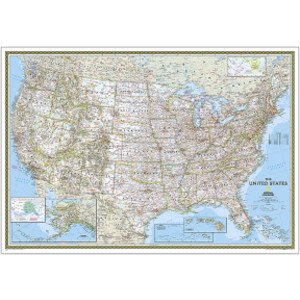 United States Classic Map, Enlarged and Laminated, 69.25" x 48"