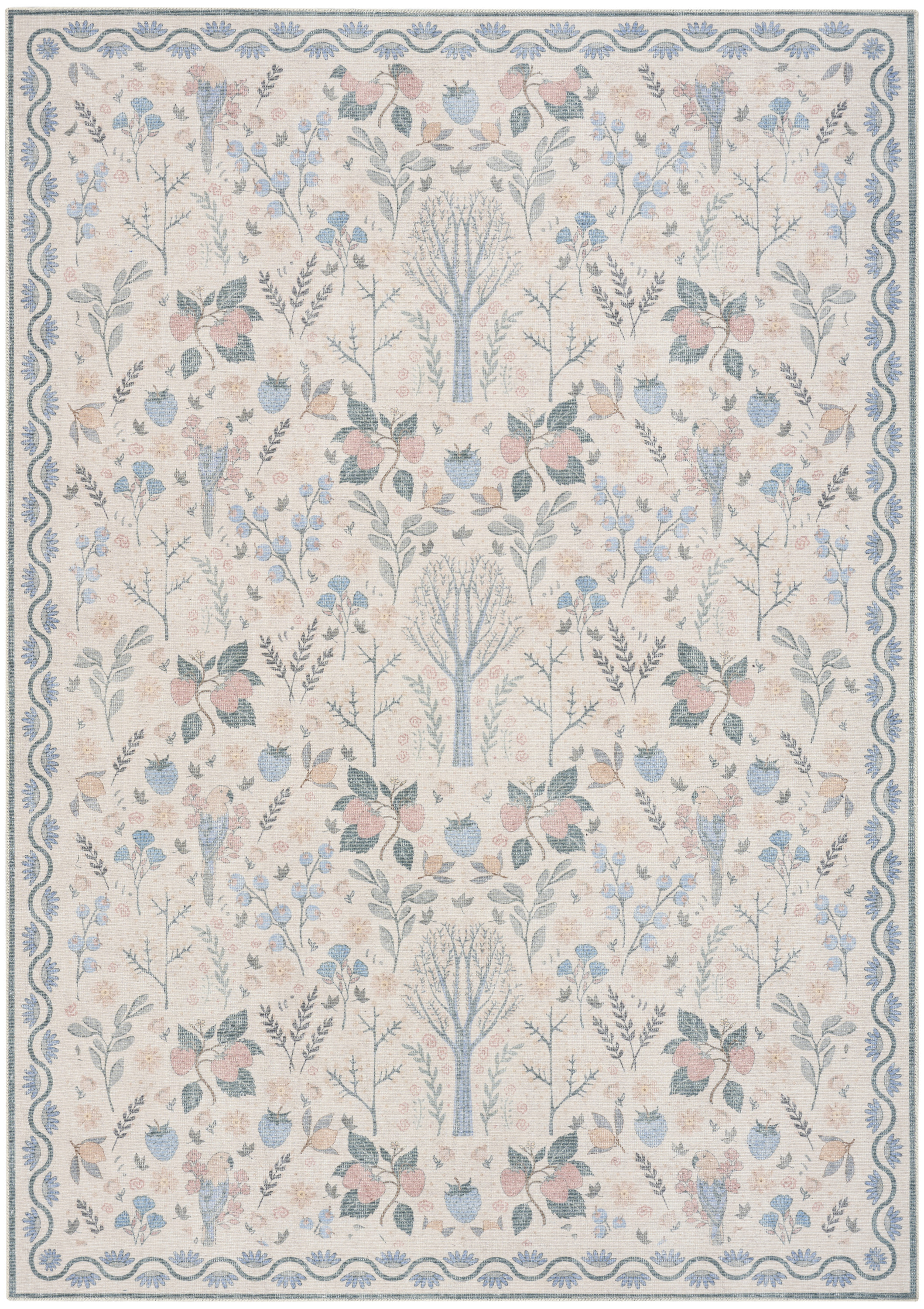 Nourison Botanical Washables 4' x 6' Ivory Multicolor Modern Indoor Rug