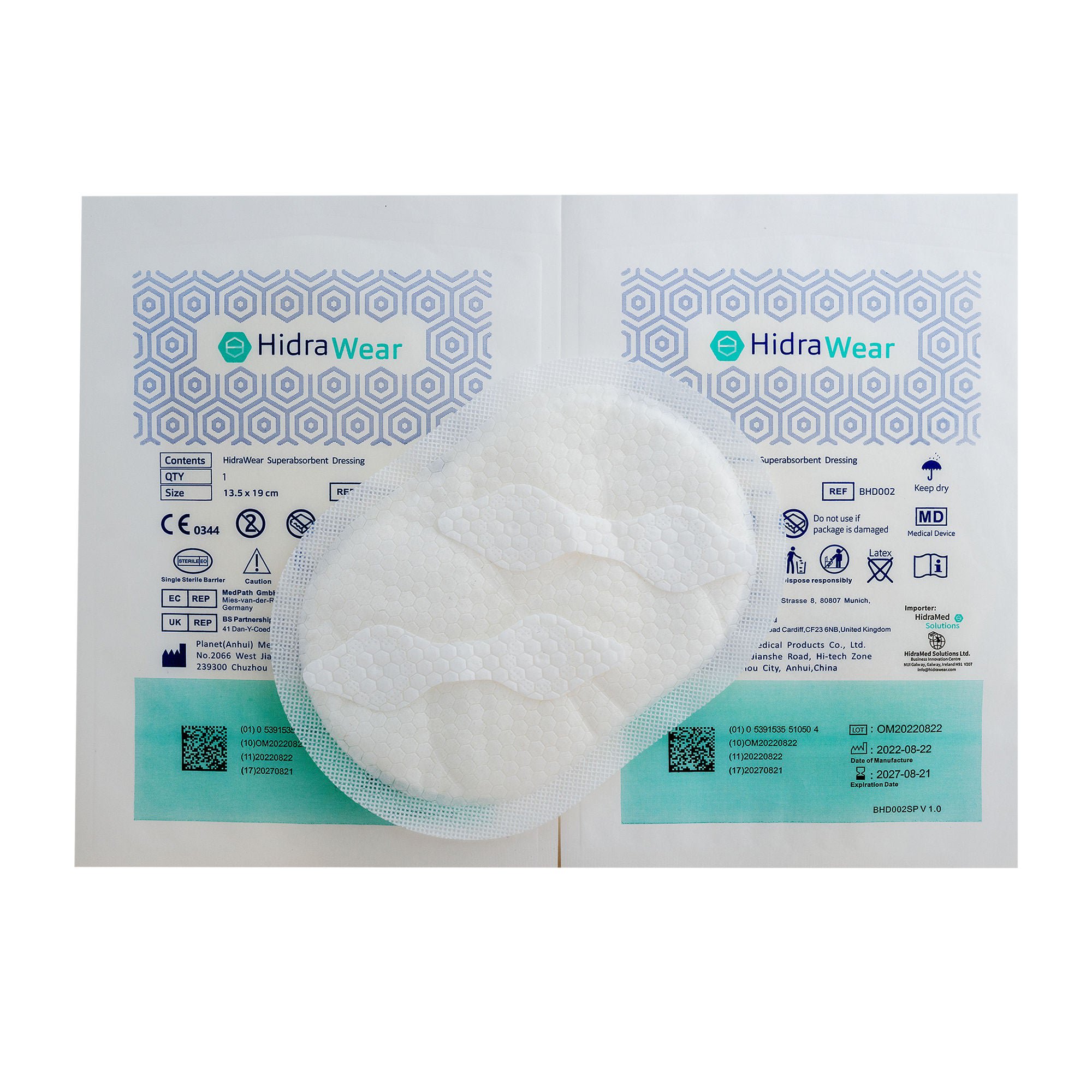 HidraMed Solutions DRESSING, SUPERABSORBENT HIDRAWEAR 13.5X19CM (10/PK 32PK/CS)