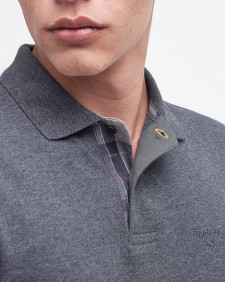 Essential Long-Sleeved Polo Shirt Slate Marl