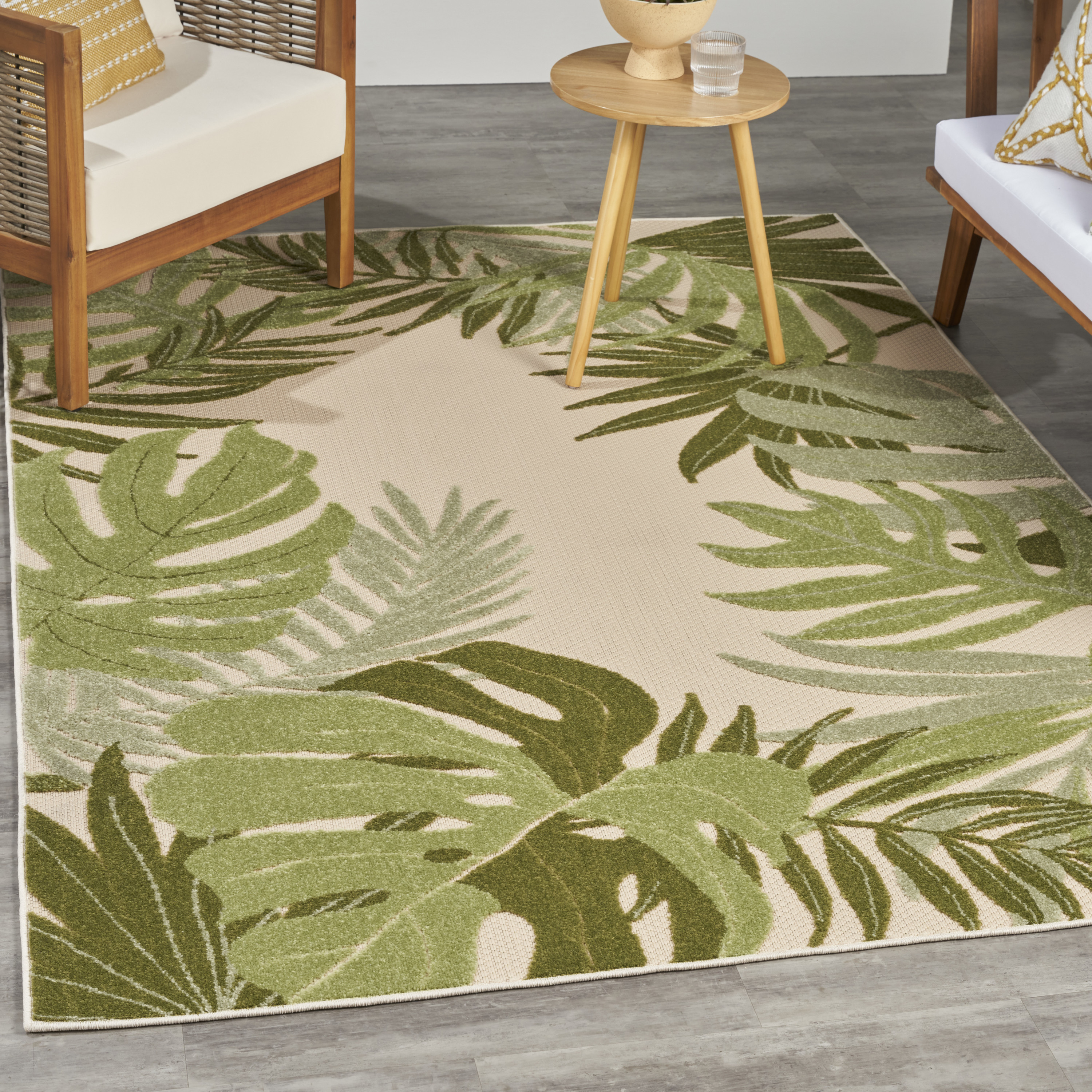 Nourison Aloha 6' x 9' Ivory Green Outdoor Rug