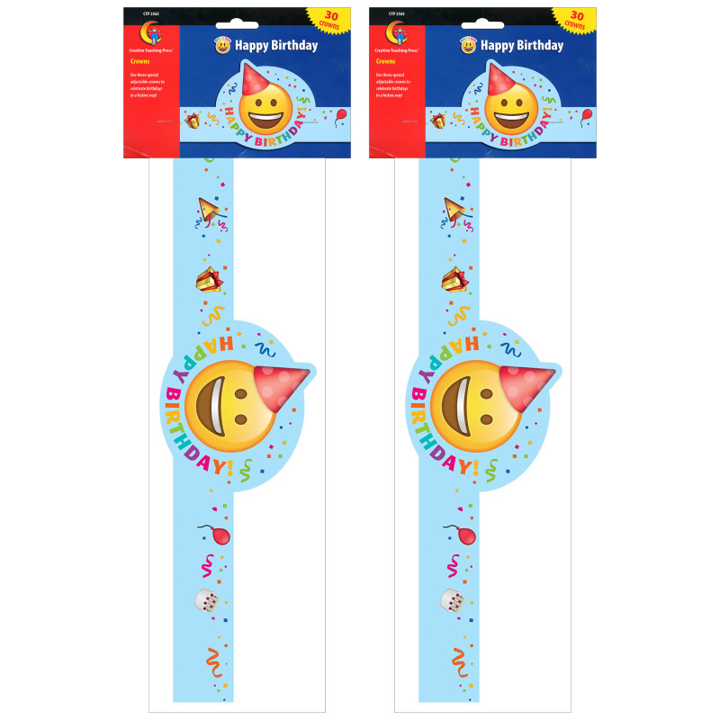 Emotion Icon Fun Happy Birthday Crown, 30 Per Pack, 2 Packs
