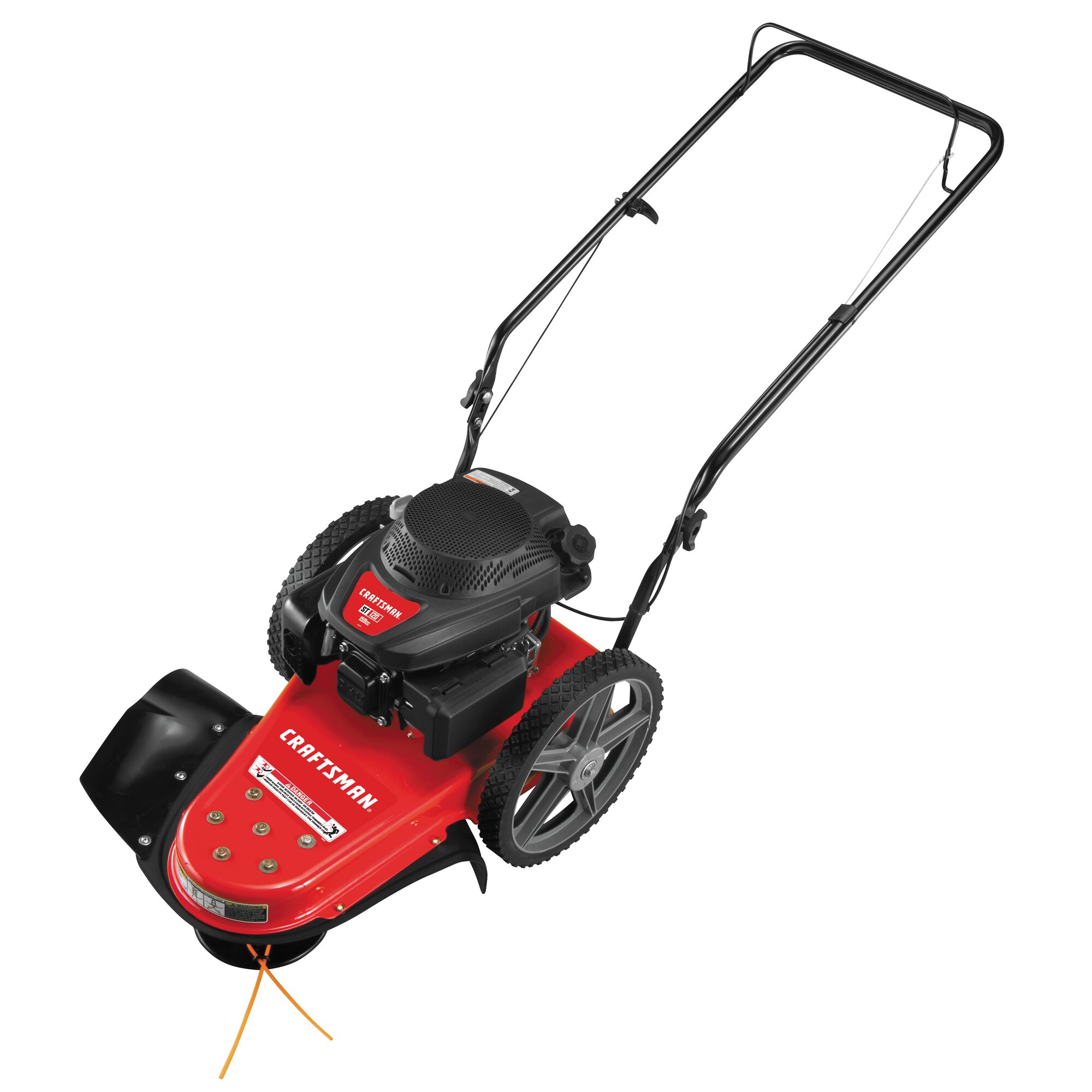 Overhead view of Wheeled string trimmer.