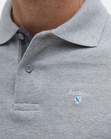 Tartan Pique Polo Shirt Grey Marl