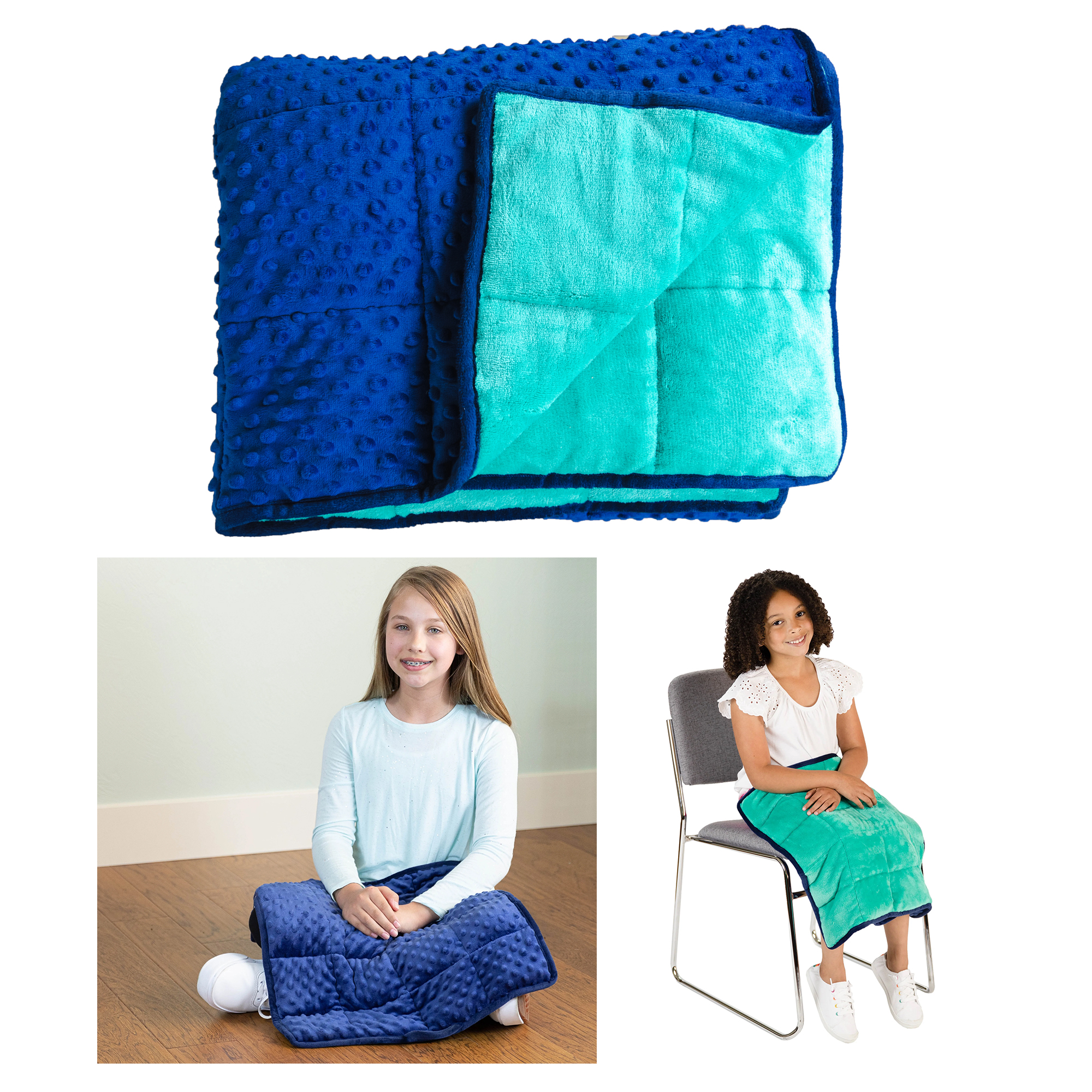 Bouncyband Soft Fleece Weighted 7lb Small Sensory Blanket for Kids, 56" x 36" image number null