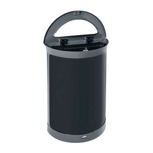 Rubbermaid Commercial, Enhance, 11.5 gal, Metal, Gray/Black, Half Round, Receptacle