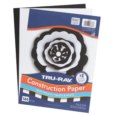 Tru-Ray Premium Construction Paper, Black & White, 9"x 12", 144 Sheets