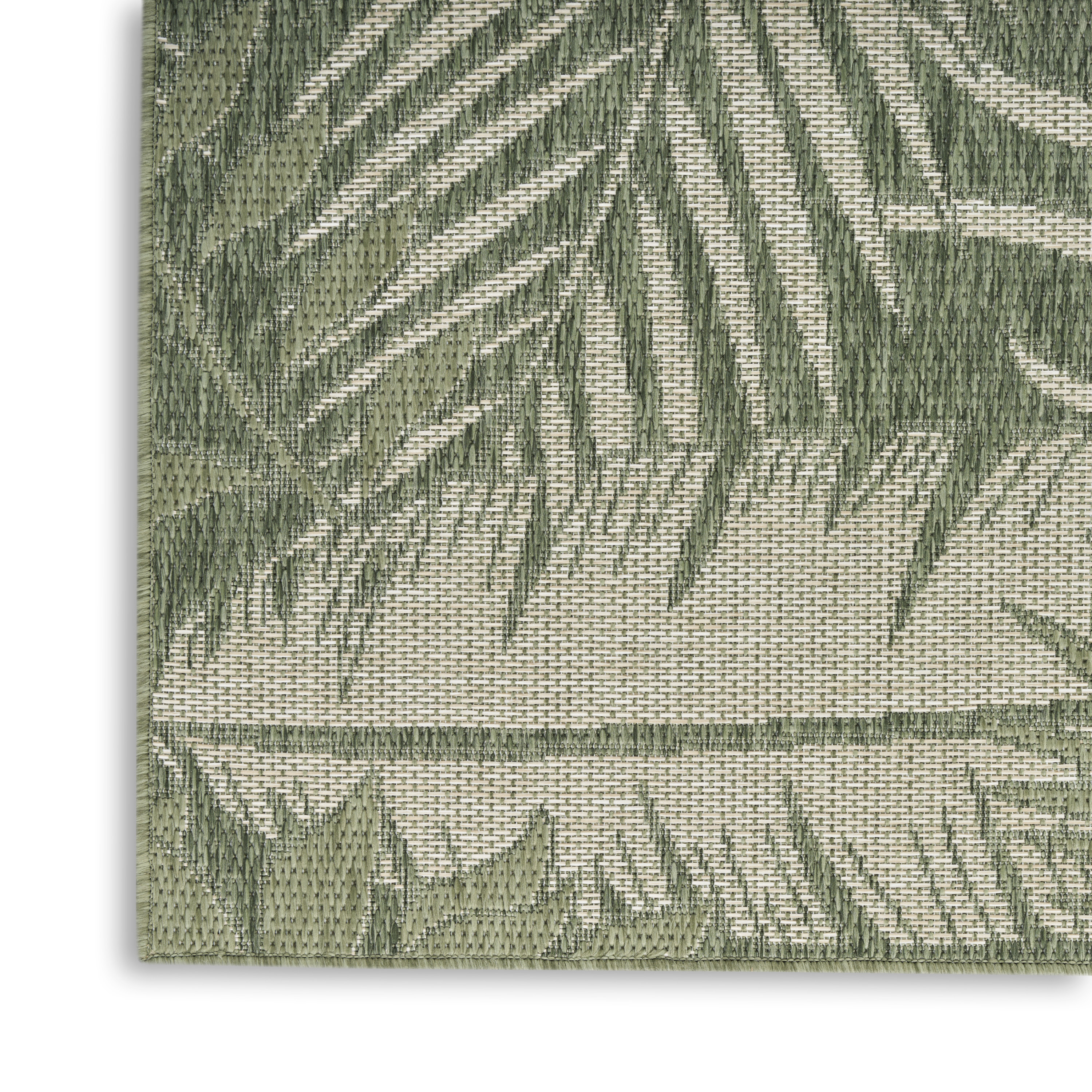 Nourison Garden Oasis 2' x 6' Green Ivory Outdoor Rug