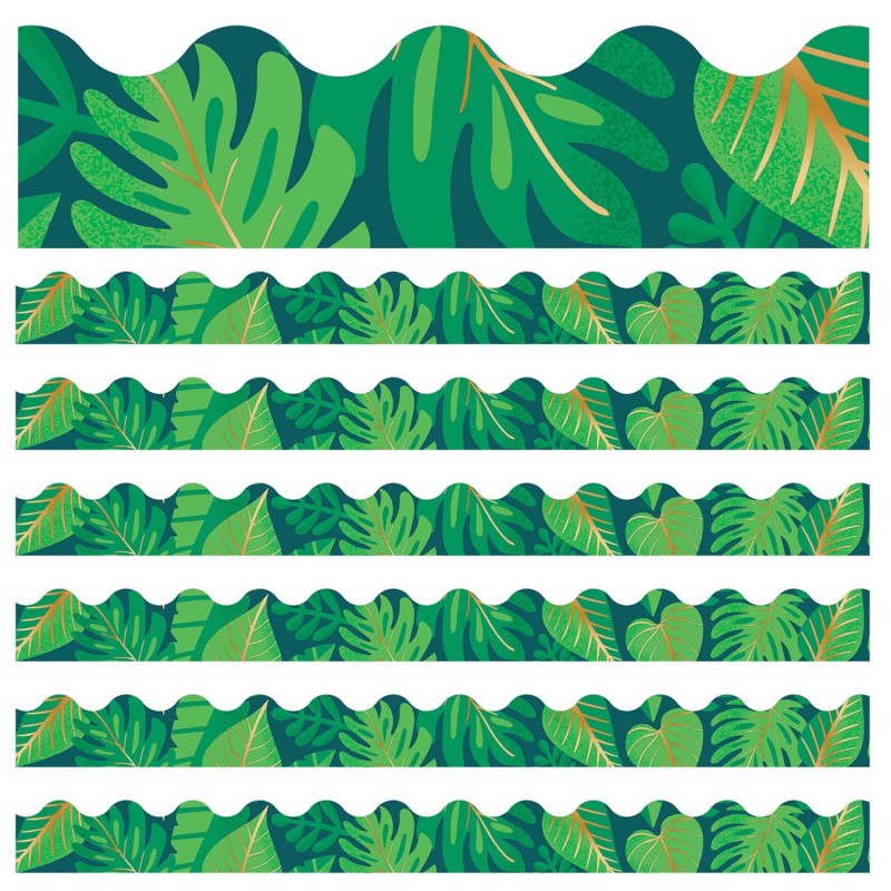 Carson Dellosa Education One World Tropical Leaves Scalloped Border, 39 ...