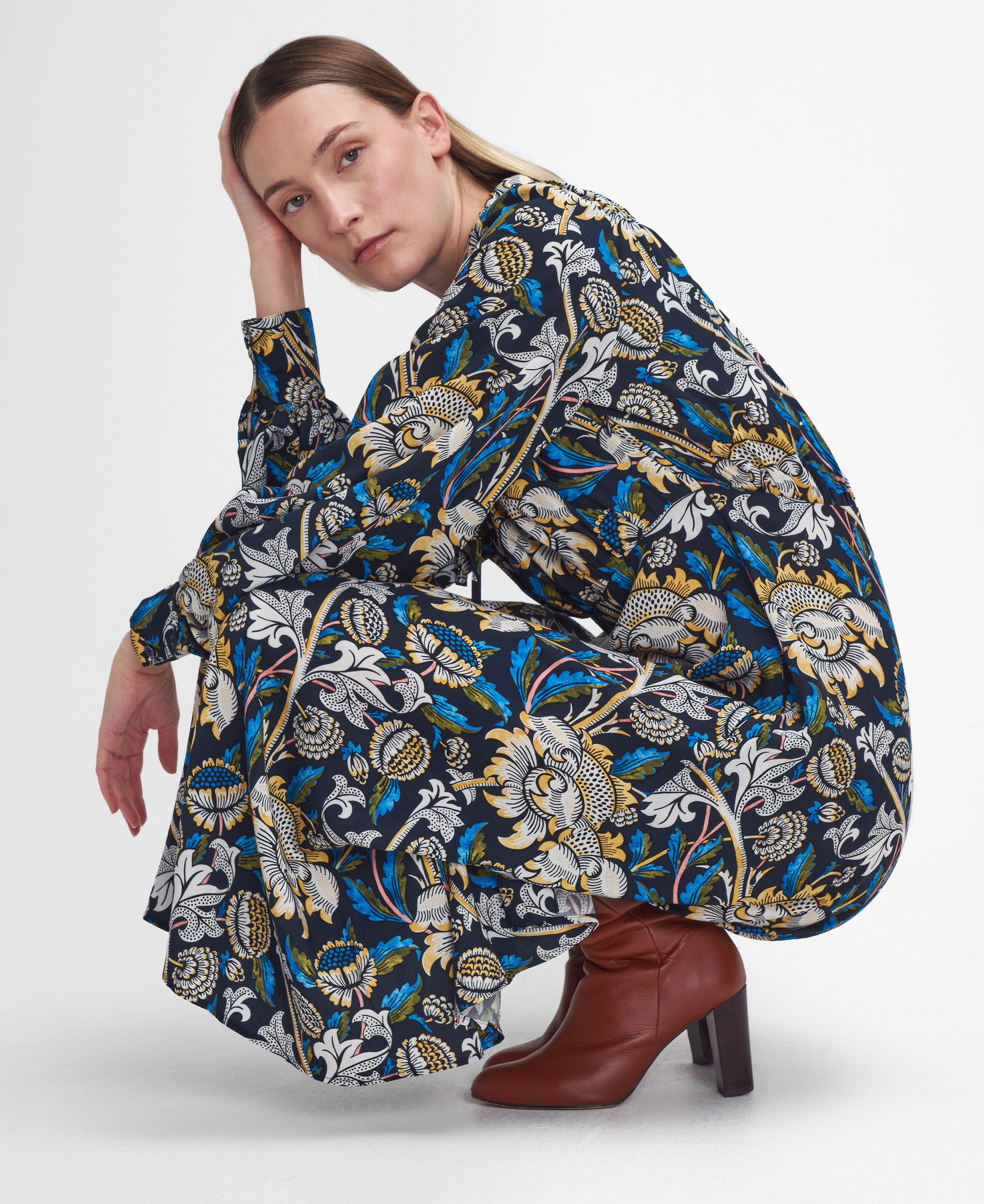 Barbour x William Morris Gallery Rendall Midi Dress image number 3