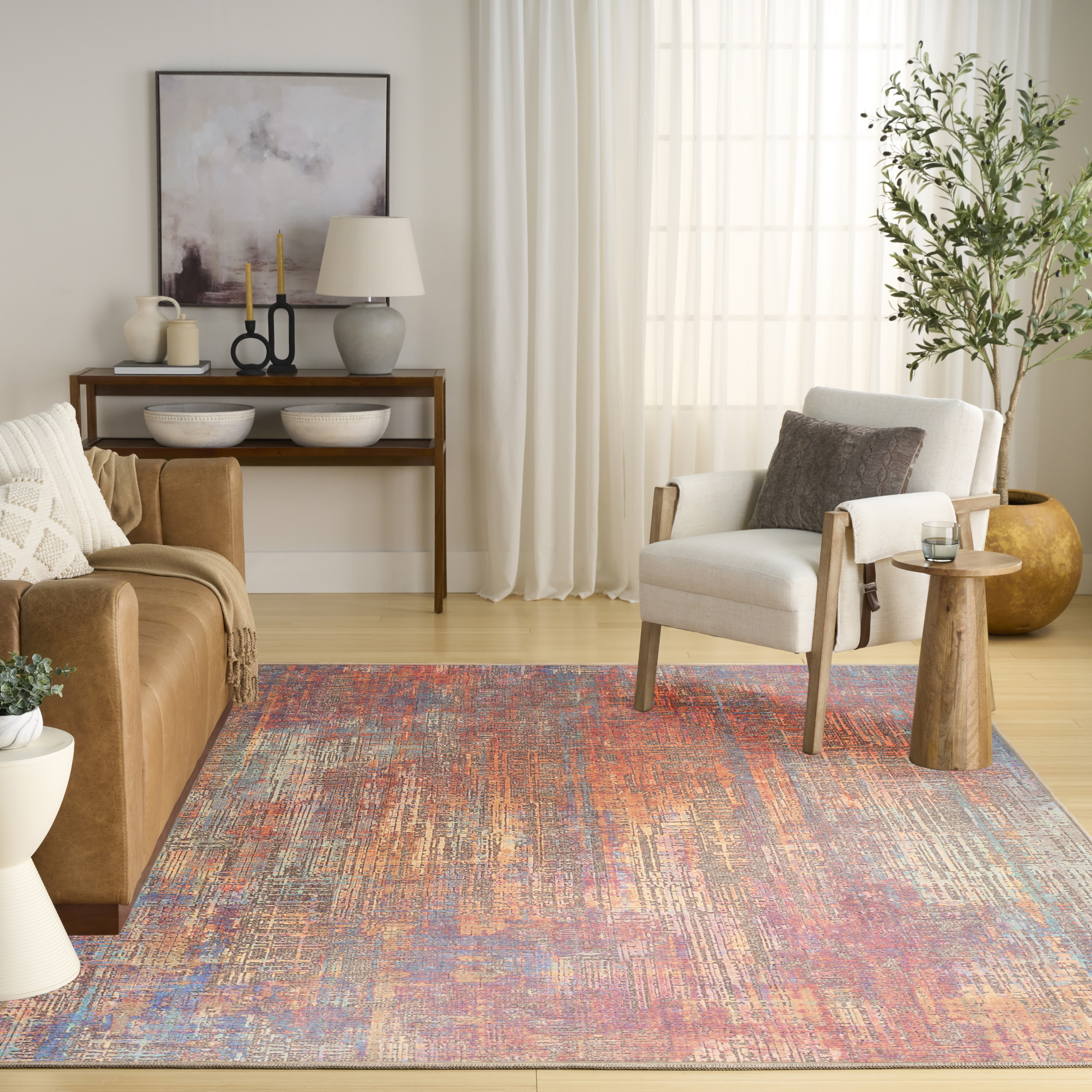 Nourison Botanical Washables 4' x 6' Multicolor Modern Indoor Rug