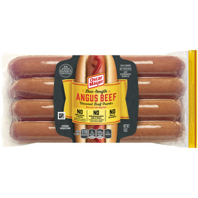 Oscar Mayer Bun-Length Angus Beef Uncured Franks 8 count Pack - Kraft ...