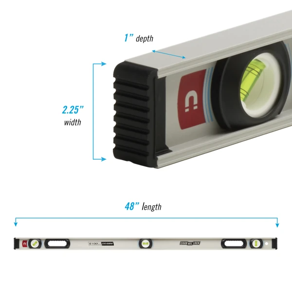 5100-0048M 48-inch Professional-Grade Magnetic Aluminum I-Beam Level