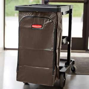 Rubbermaid Commercial, 34 Gal Vinyl Bag for High-Capacity Janitorial Cleaning Carts, Brown