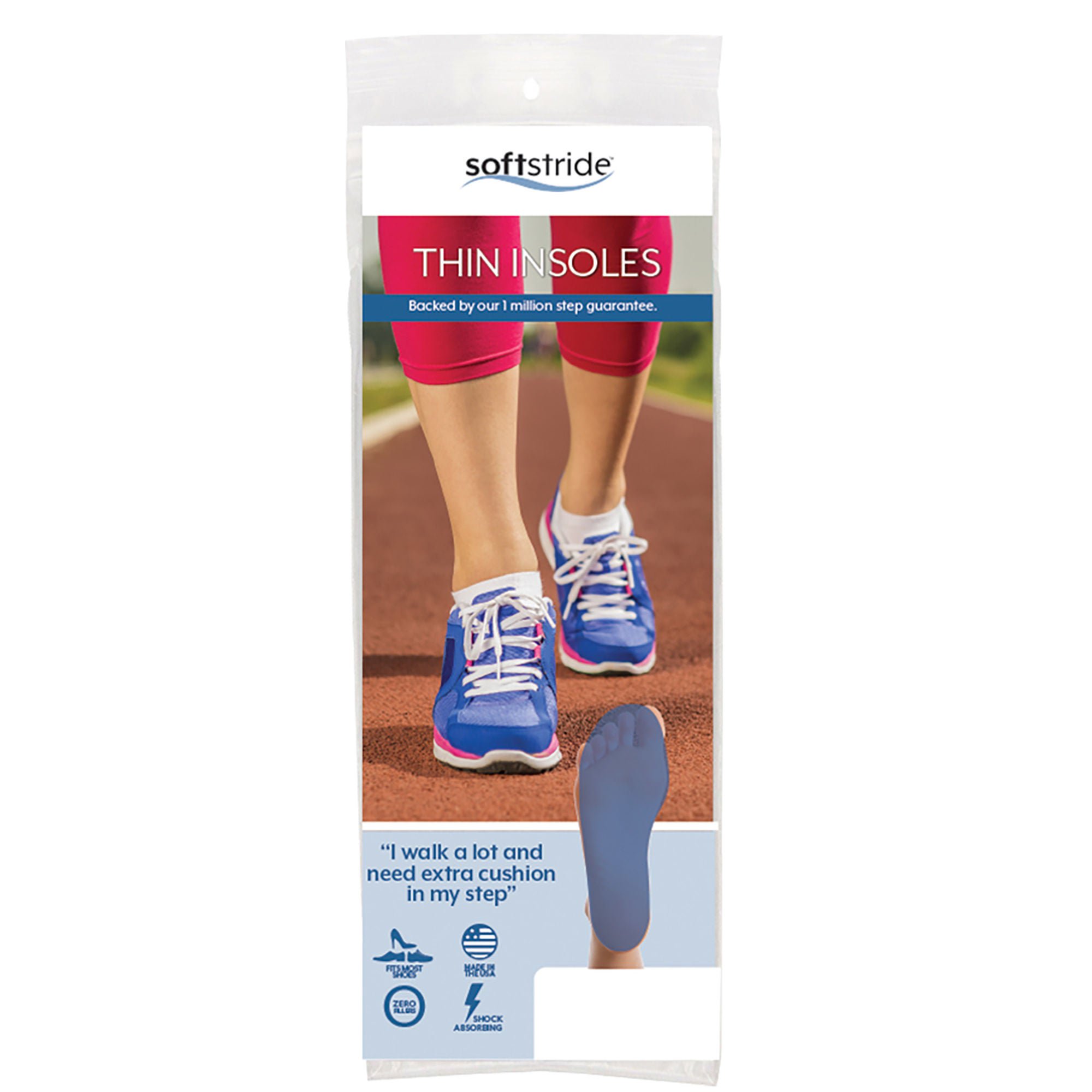 Soft Stride™ Thin Insole Polymer Full Length Insole, Size B