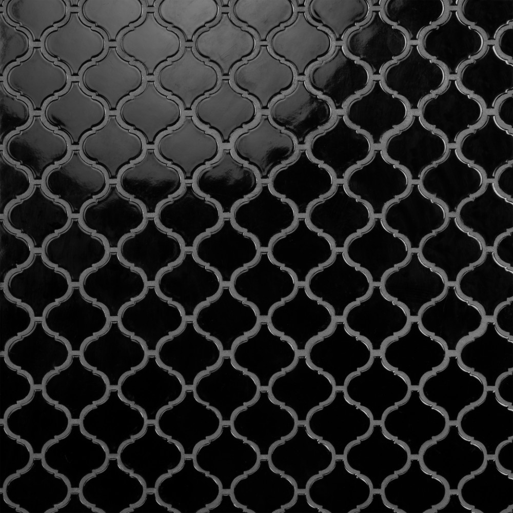 Metro Lantern Glossy Black 9-1/2 in. x 10-3/4 in. Porcelain Mosaic Tile