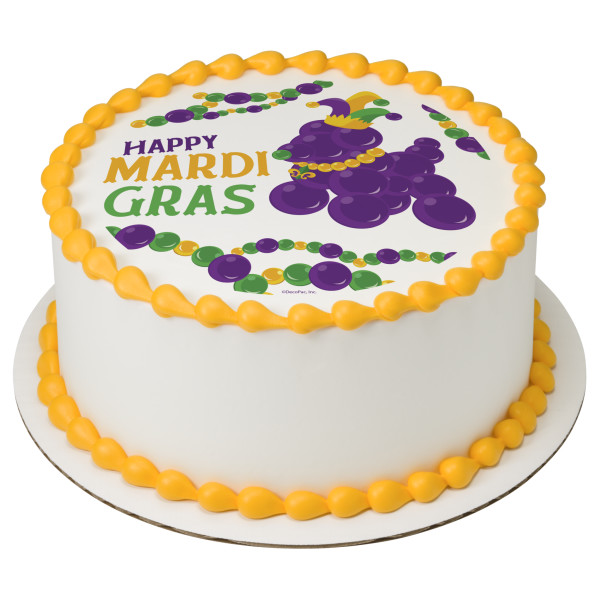 Mardi Gras Bead Dog PhotoCake® Edible Image®