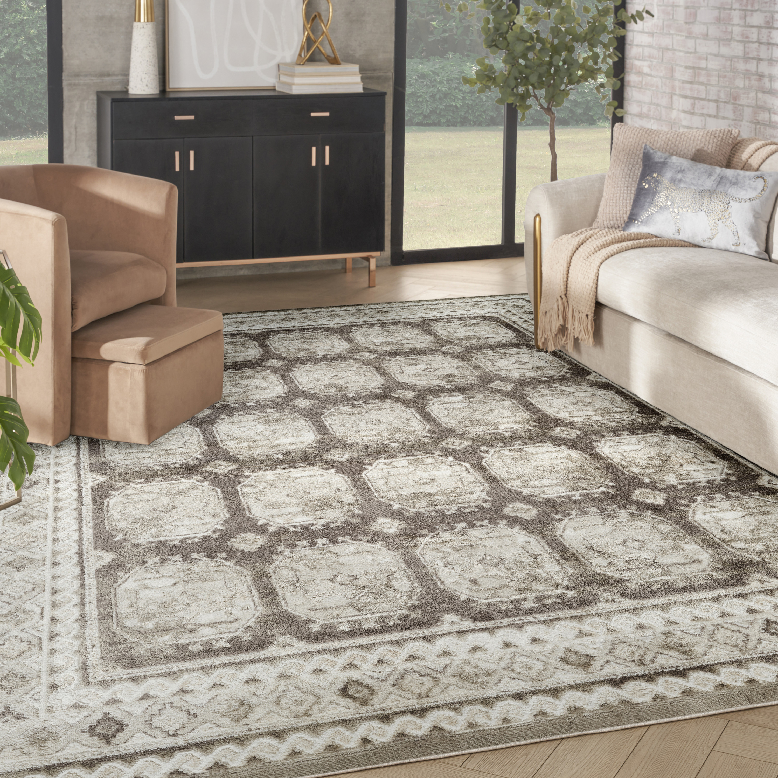 Nourison Dekor 7'10" x 9'10" Ivory Brown Vintage Indoor Rug