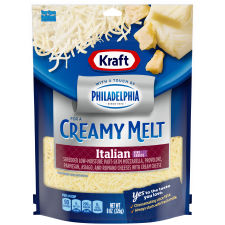Kraft Italian Five Cheese Shredded Cheese with a Touch of Philadelphia for a Creamy Melt, 8 oz Bag
