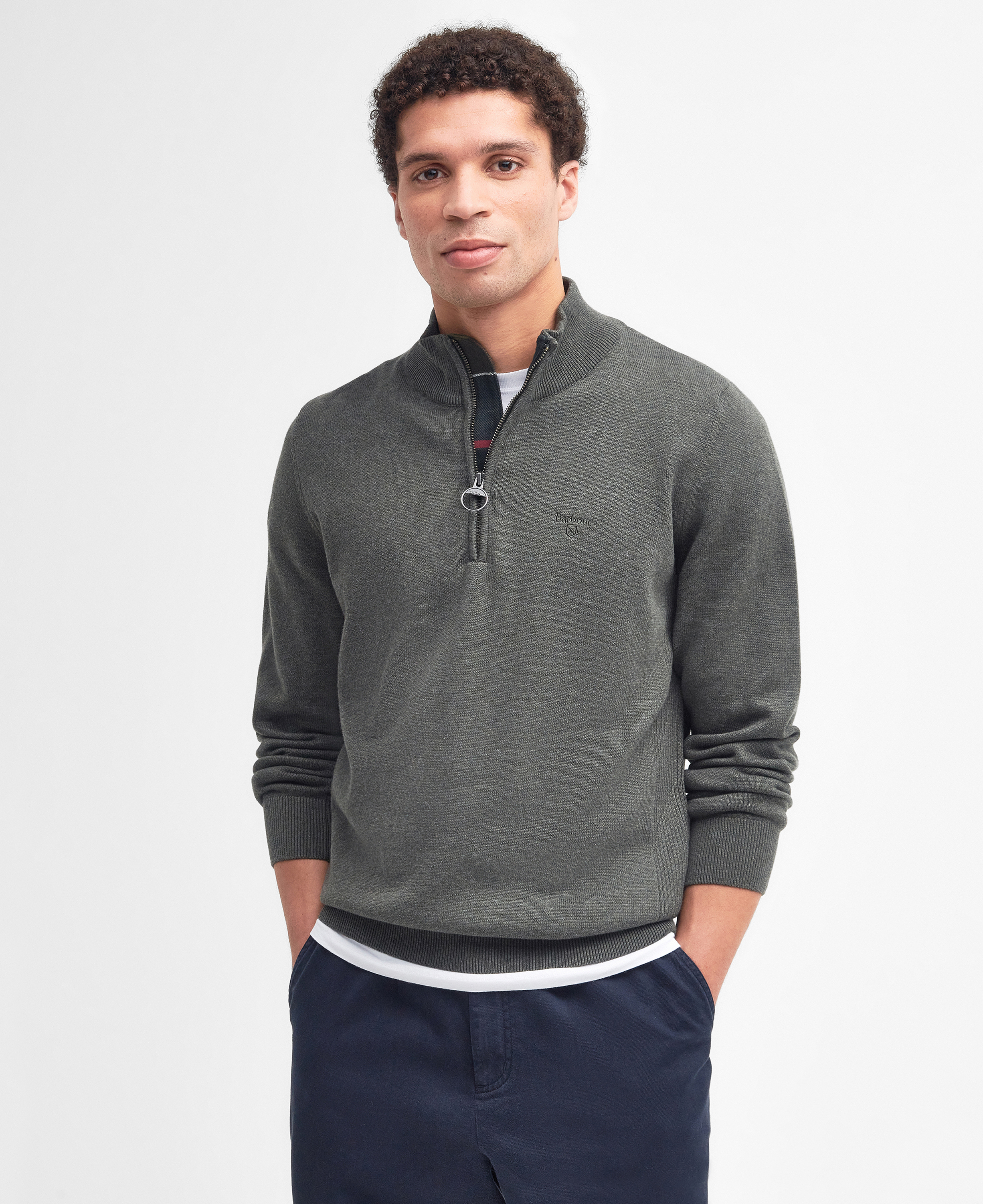 Felpa in cotone con mezza zip image number 0