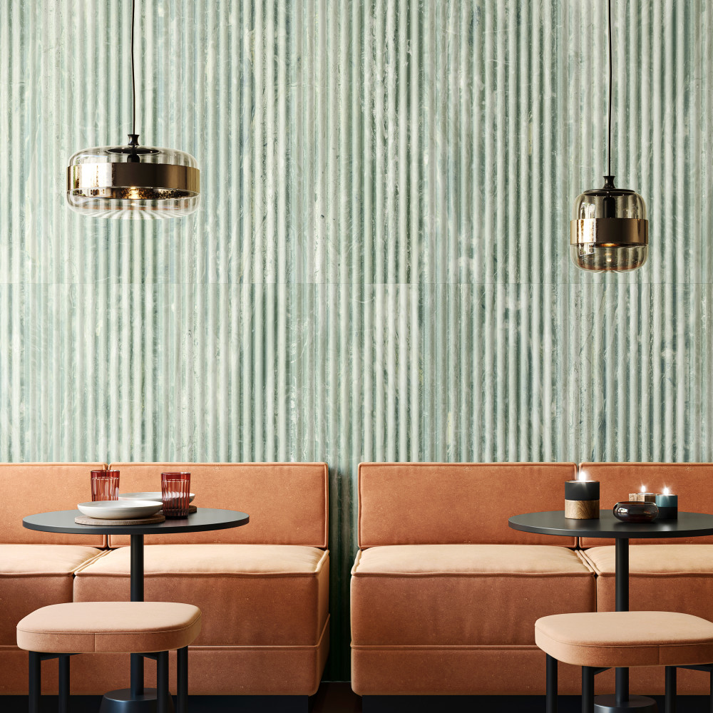 Marbilia Fluted Travertino Jungle 15-3/4 in. x 47-1/4 in. Porcelain Wall Tile