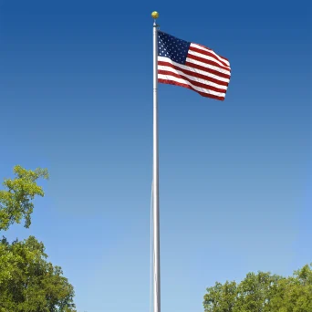 Super tough commercial grade sectional 20 foot flagpole outside.
