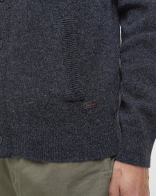 Essential Elbow-Patch Cardigan Charcoal Marl