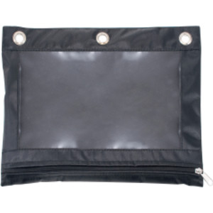 Binder Pencil Pouch, Black/Clear, 10x7.38 in, Pack of 3
