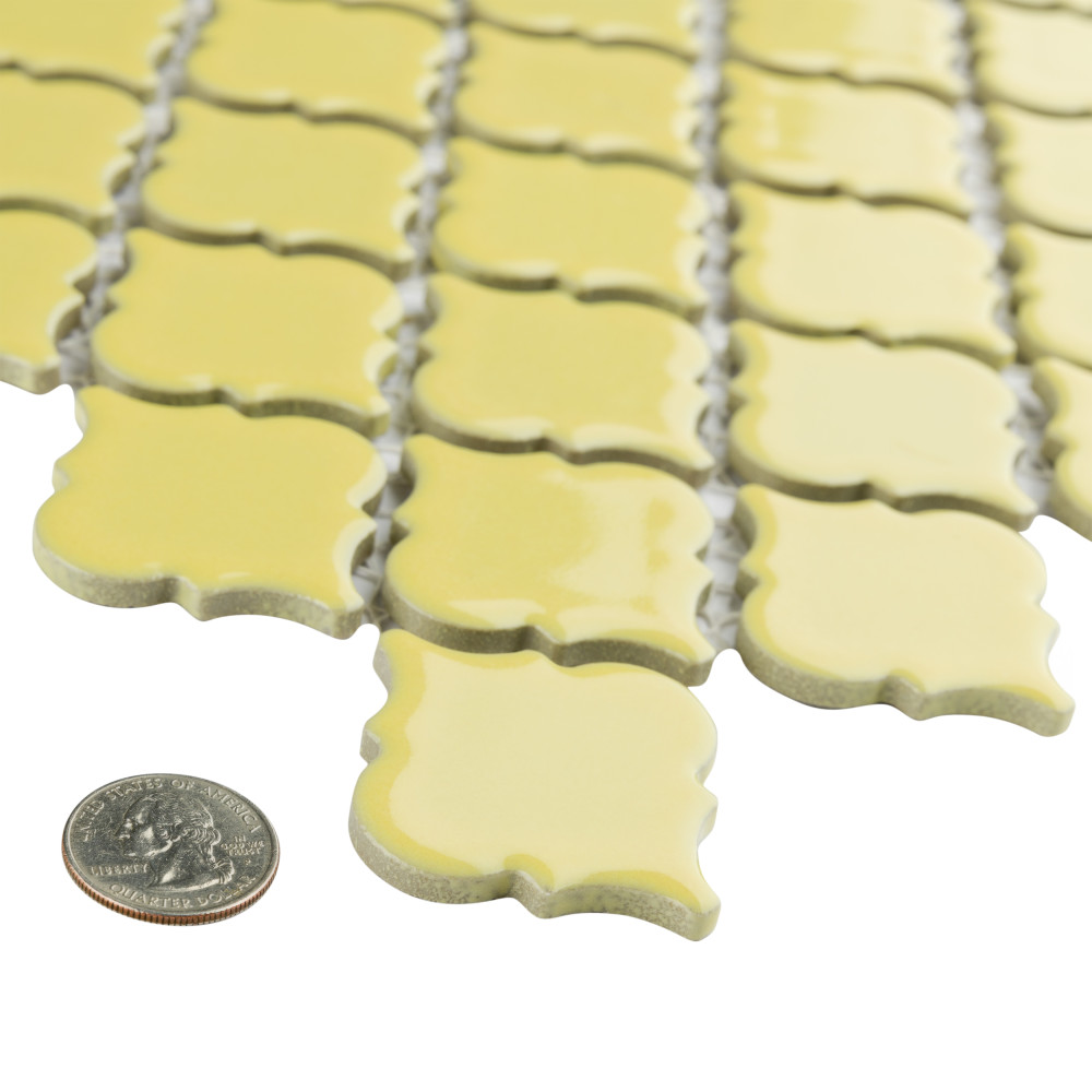 Hudson Tangier Vintage Yellow 12-3/8 in. x 12-3/8 in. Porcelain Mosaic Tile