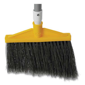 Rubbermaid Commercial, 10.5in, Angle Broom, Metal Handle, Flagged, Polyethylene Bristles, Gray