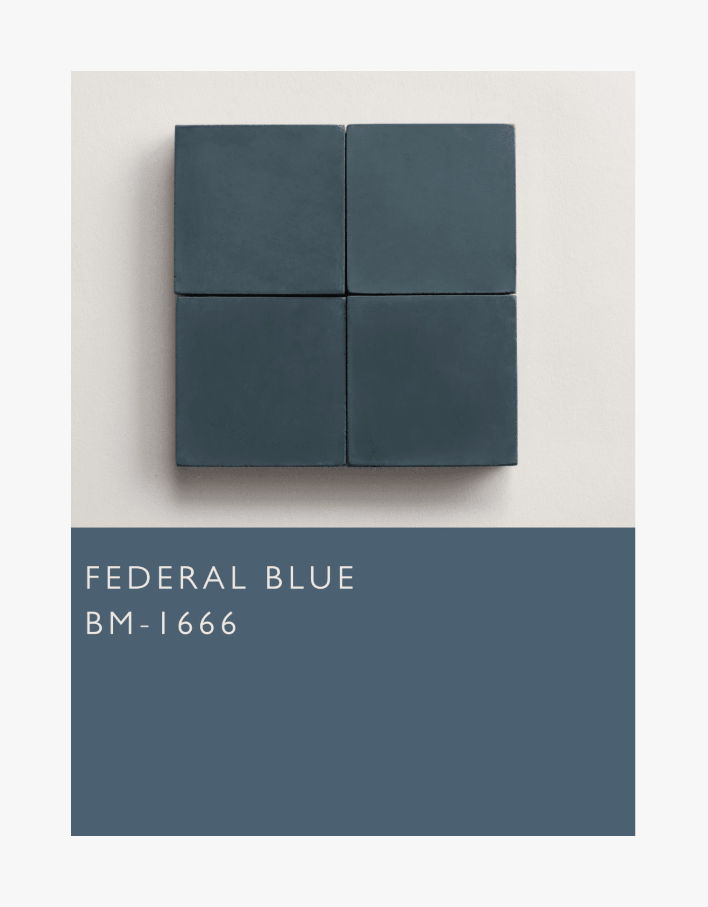 four square blue tiles and a color label.