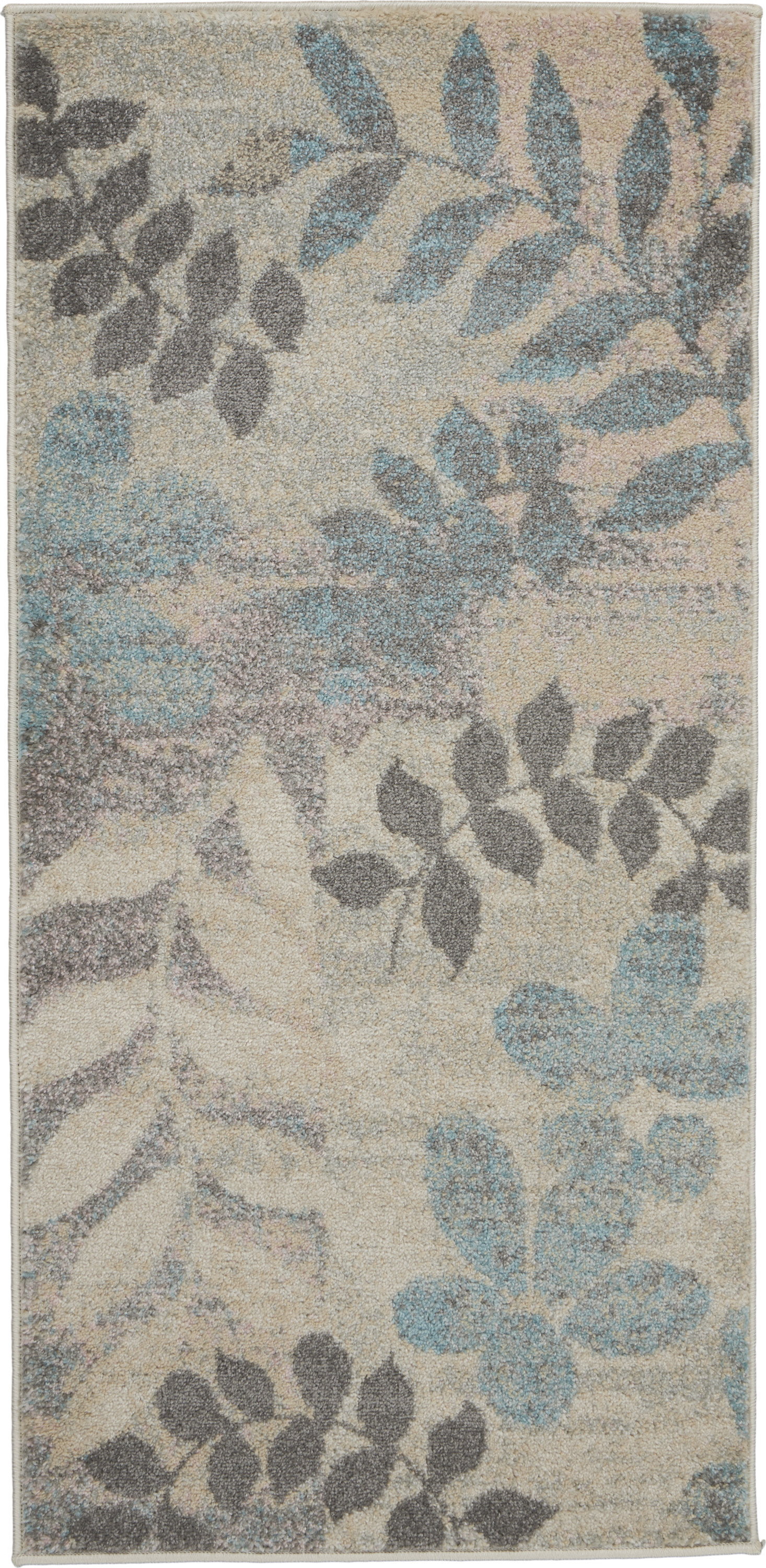 Nourison Tranquil 2' x 4' Ivory/Light Blue Farmhouse Indoor Rug